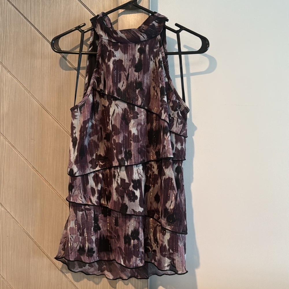 Purple and Black Sleeveless Top